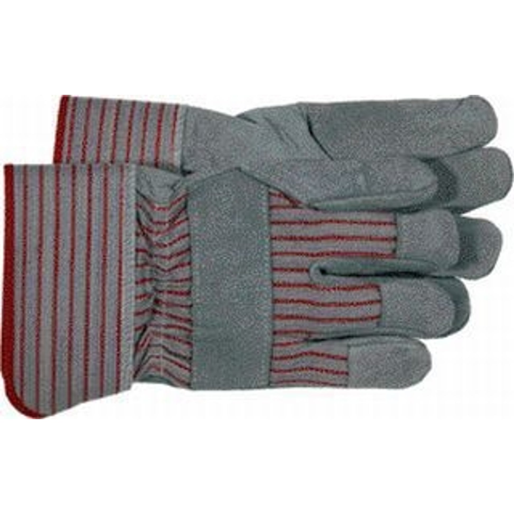 Split Leather Safety Cuff Gardening Glove LG Gray