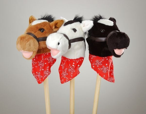 Gift Corral Plush Stick Horses With BandannaBk/Wh
