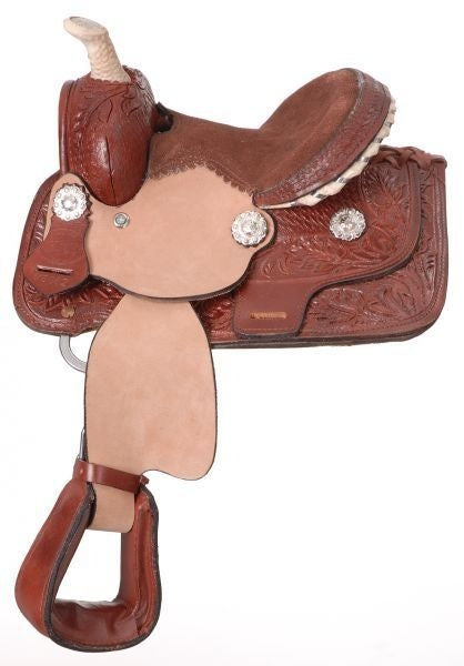 King Mini Full Carved Barrel Saddle Pkg 8 Chestnut