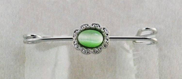 Finishing Touch Fancy Oval Stock Pin - Peridot Cat