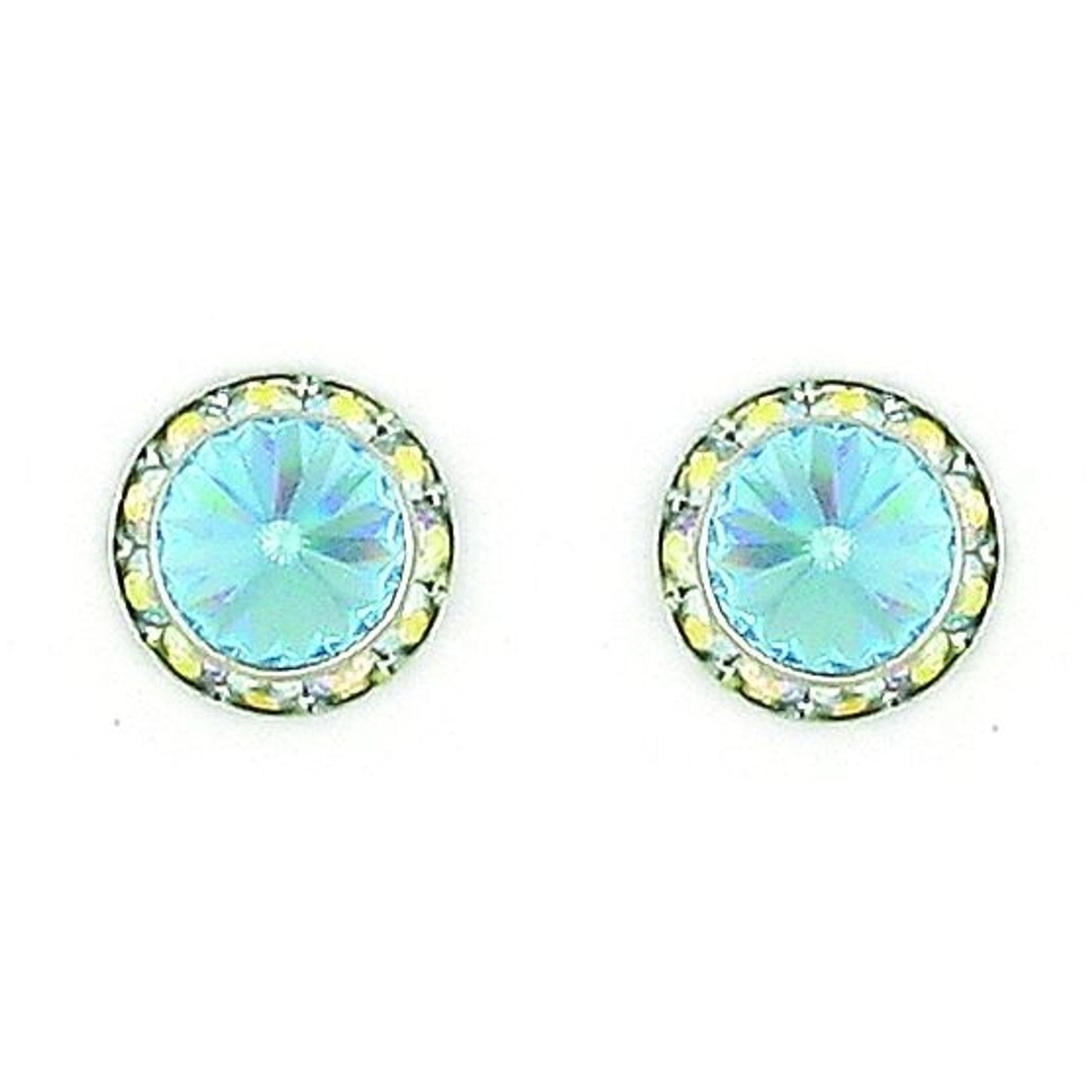 Finishing Touch Aqua Rivoli Stone Earrings Silver