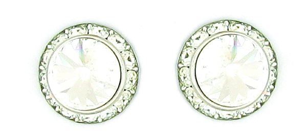 Crystal Rivoli Stone Pierced Earrings Silver