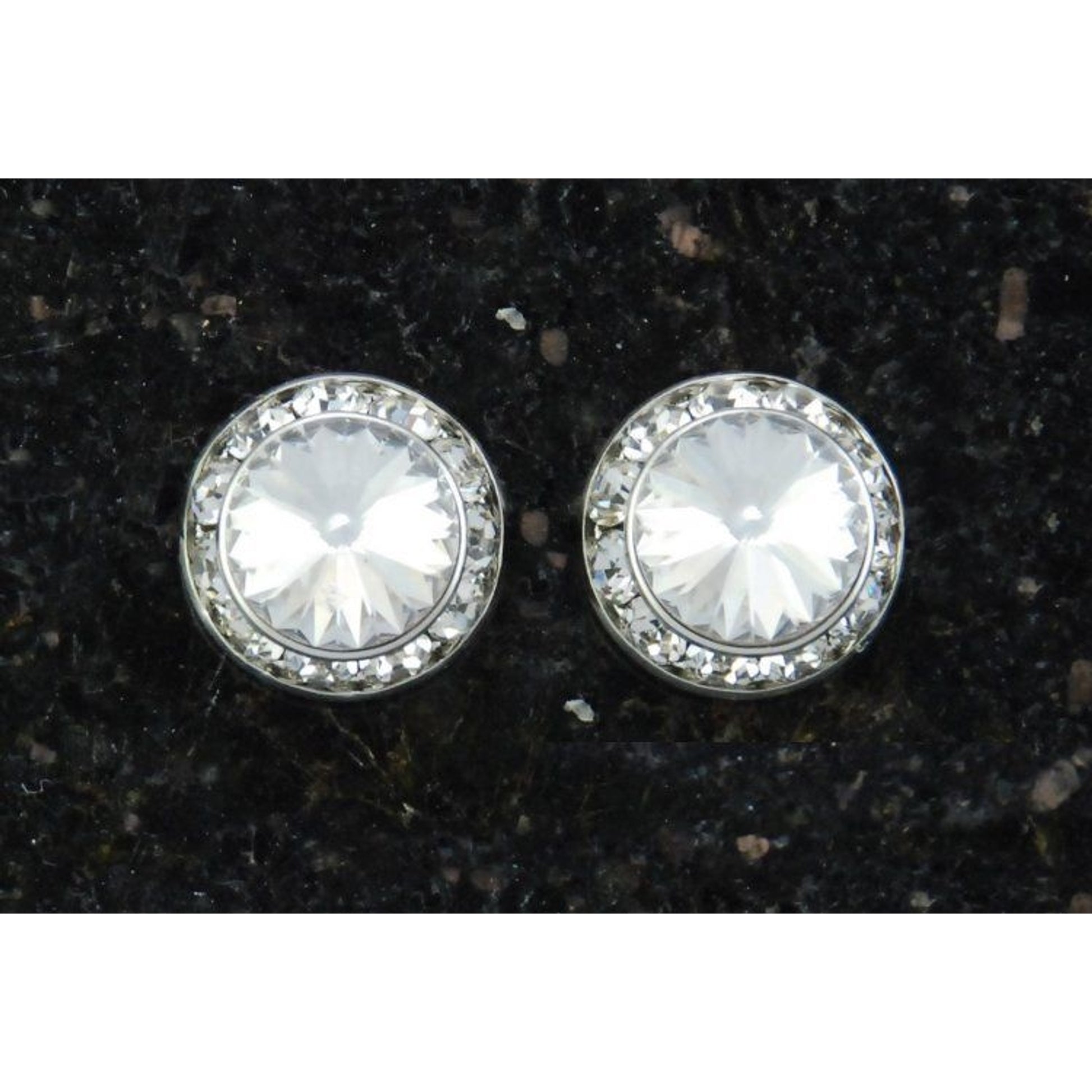 Crystal Rivoli Stone In Crystal Frame Earring Silv