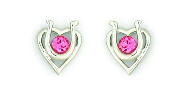 Finishing Touch Heart with Horseshoe EarringsBk/Wh