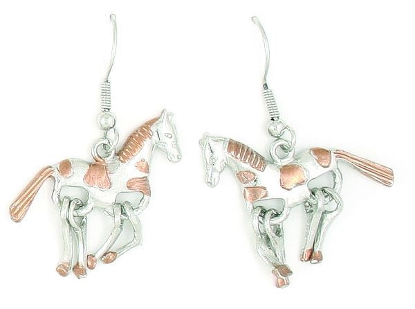 Finish Touch 2-Tone Horse Wiggle Leg Earrings