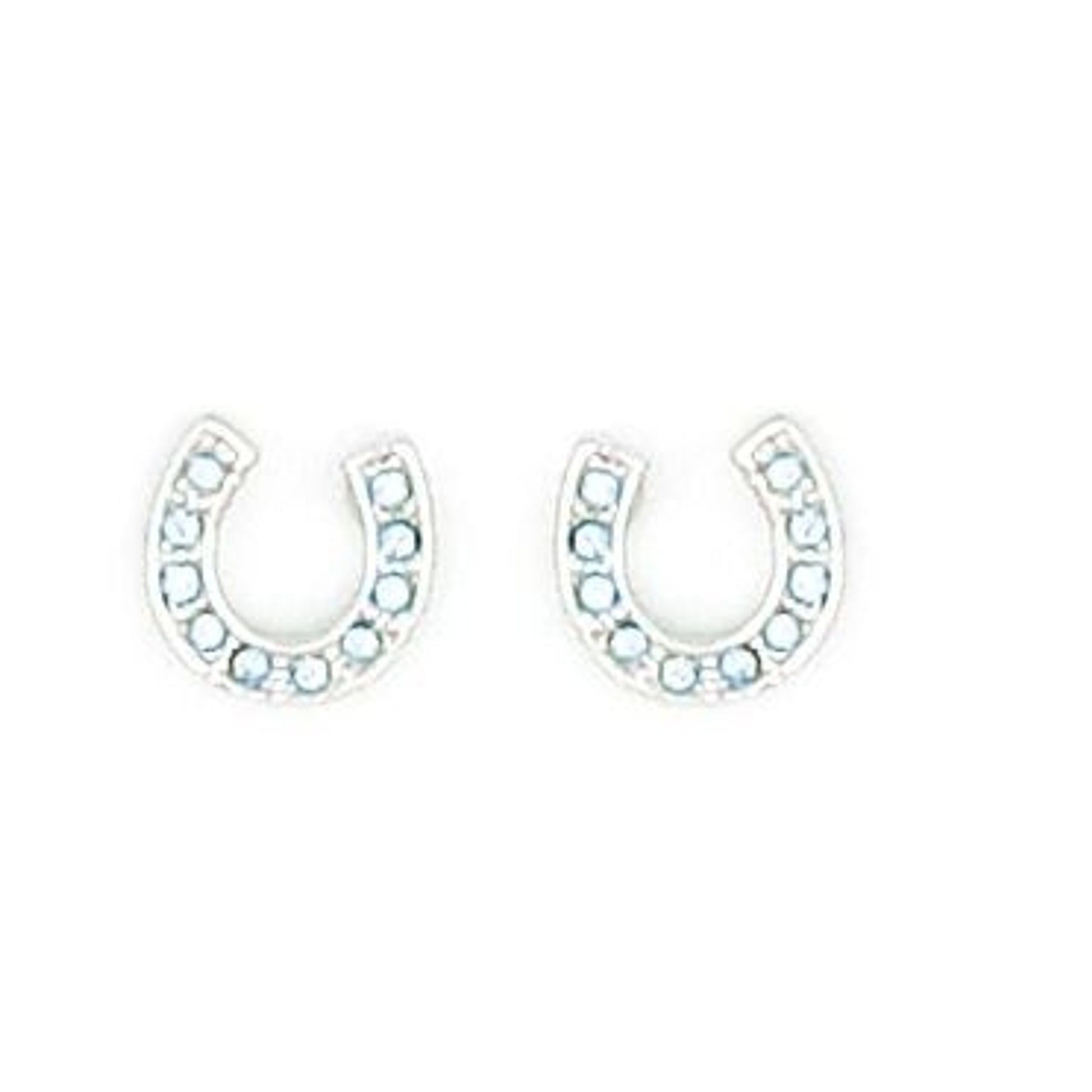Horseshoe Light Sapphire Stone Earrings Silver