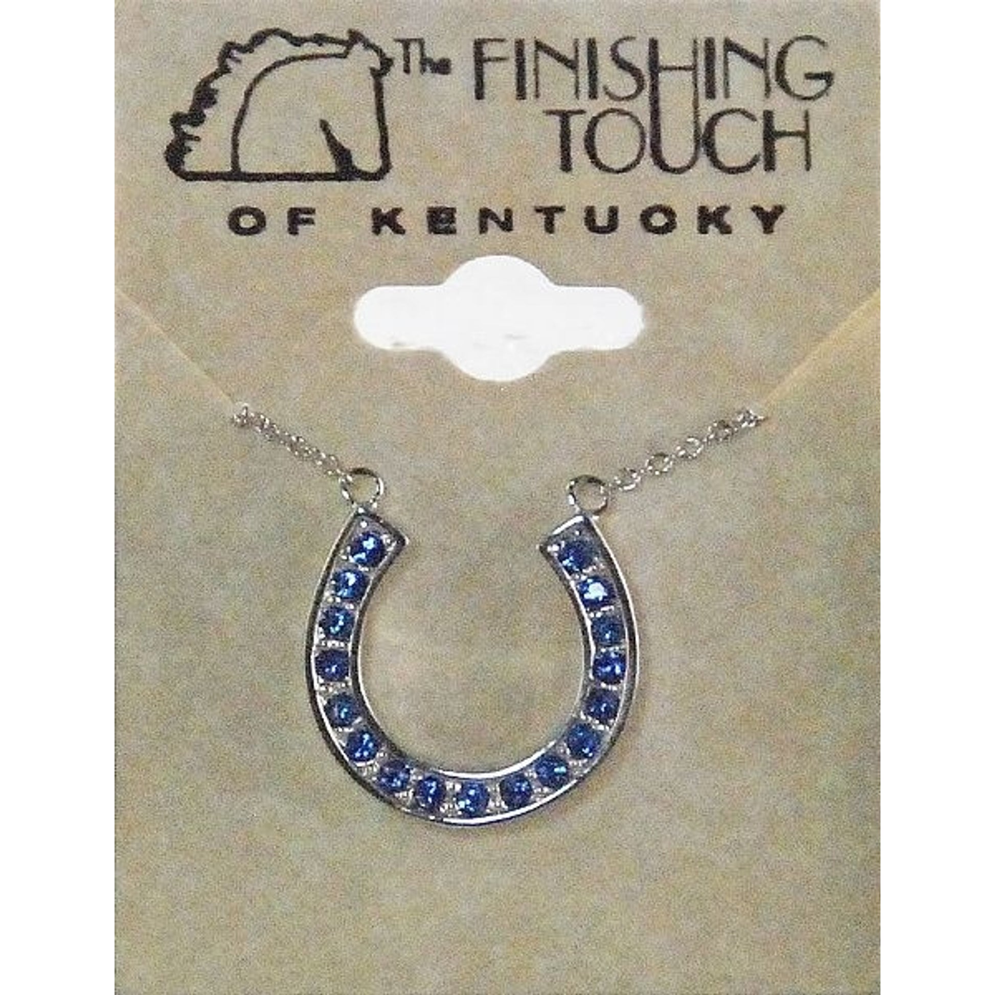 Horseshoe With Light Sapphire Stone Necklace Silver