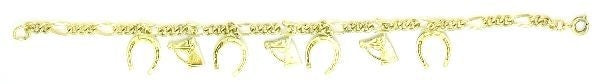 Horseshoe With Horse Head Charm Bracelet Gold
