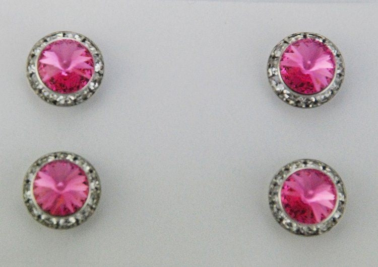 Magnetic Tack Pin - Pink Stone Silver
