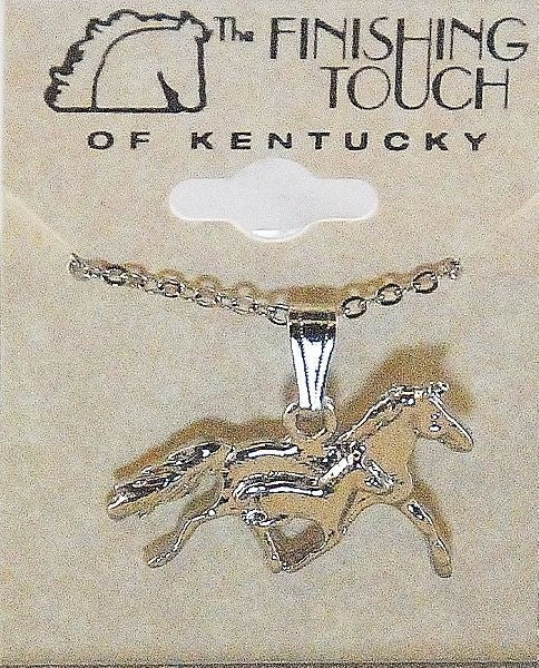 Trotting Mare And Foal Necklace Silver