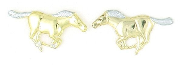 Two-Tone Running Mustangs Earrings Gold/Silver