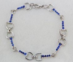Stone Snaffle Bit Bracelet - Sapphire Silver