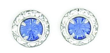 Rondelle Stone Earrings - Sapphire Silver