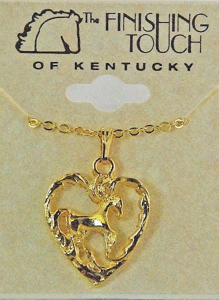 Finishing Touch Standing Horse Heart Necklace Gold