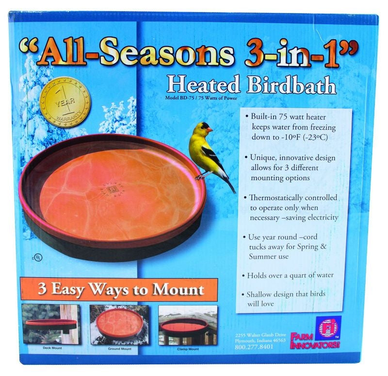 All Seasons 3-In-1 Heated Birdbath 75Watt Terra