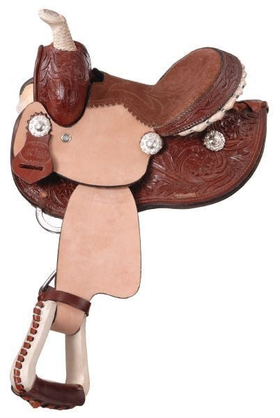 King Mini Barrel Saddle with Rawhide Pkg 8 Chestnut