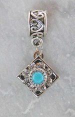 Crystal Stone Flower On Diamond Shape Dangle Bead