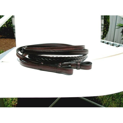 Tory Lthr Plaited Reins Hook/Stud Ends 72In Hav