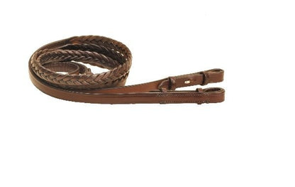 Tory Lthr Plaited Reins Hook/Stud Ends 72In Hav