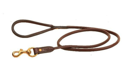English Bridle Leather Rolled Leash 1/2X4 Blk/Gry