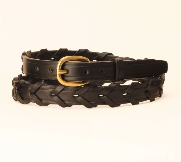 Tory 3/4In Laced Leather Belt With Brass Buckle 24 Br