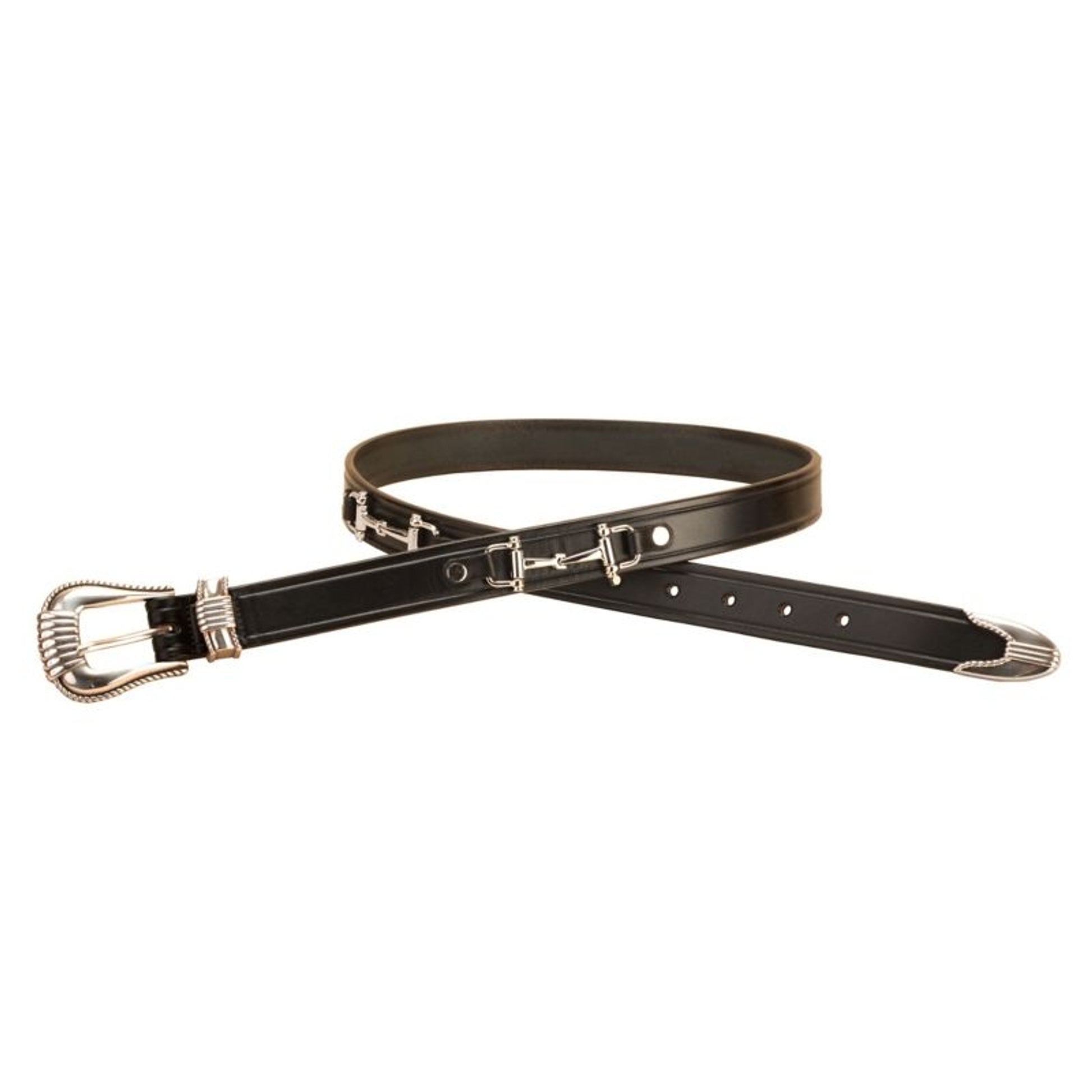 Snaffle Bits Belt And 3-Piece Buckle Set 24 Bk/Gry