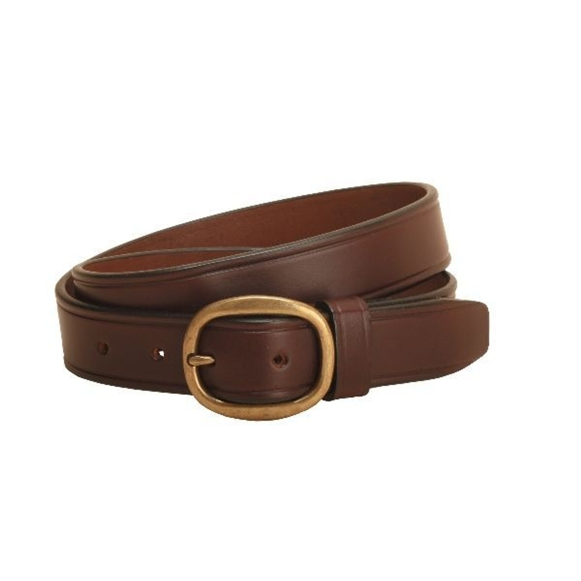Plain Leather Belt/Brass Buckle- 1 1/4In 32 Bk/Gry