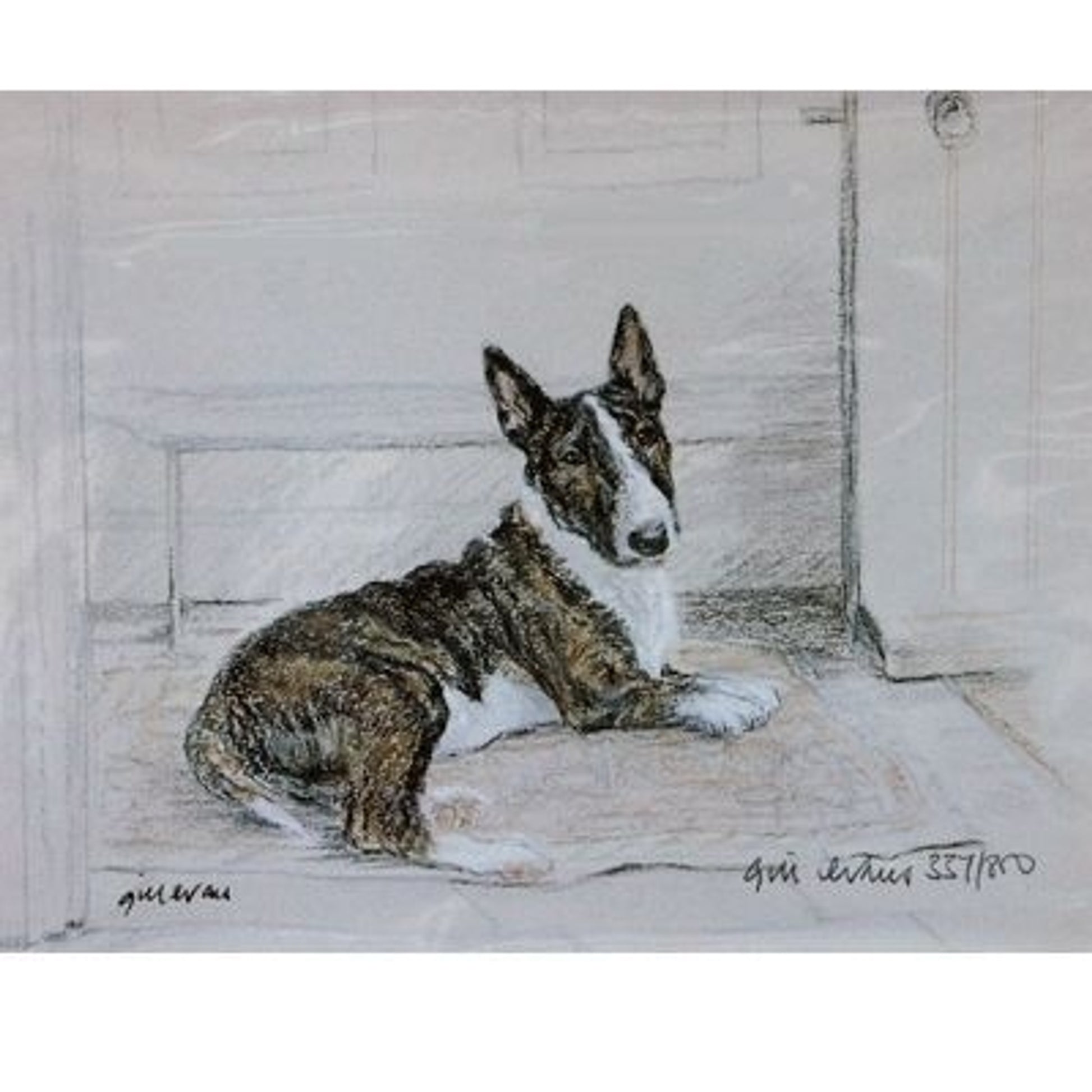 Bull Terrier By Gill Evans Matted 12.75x10.75
