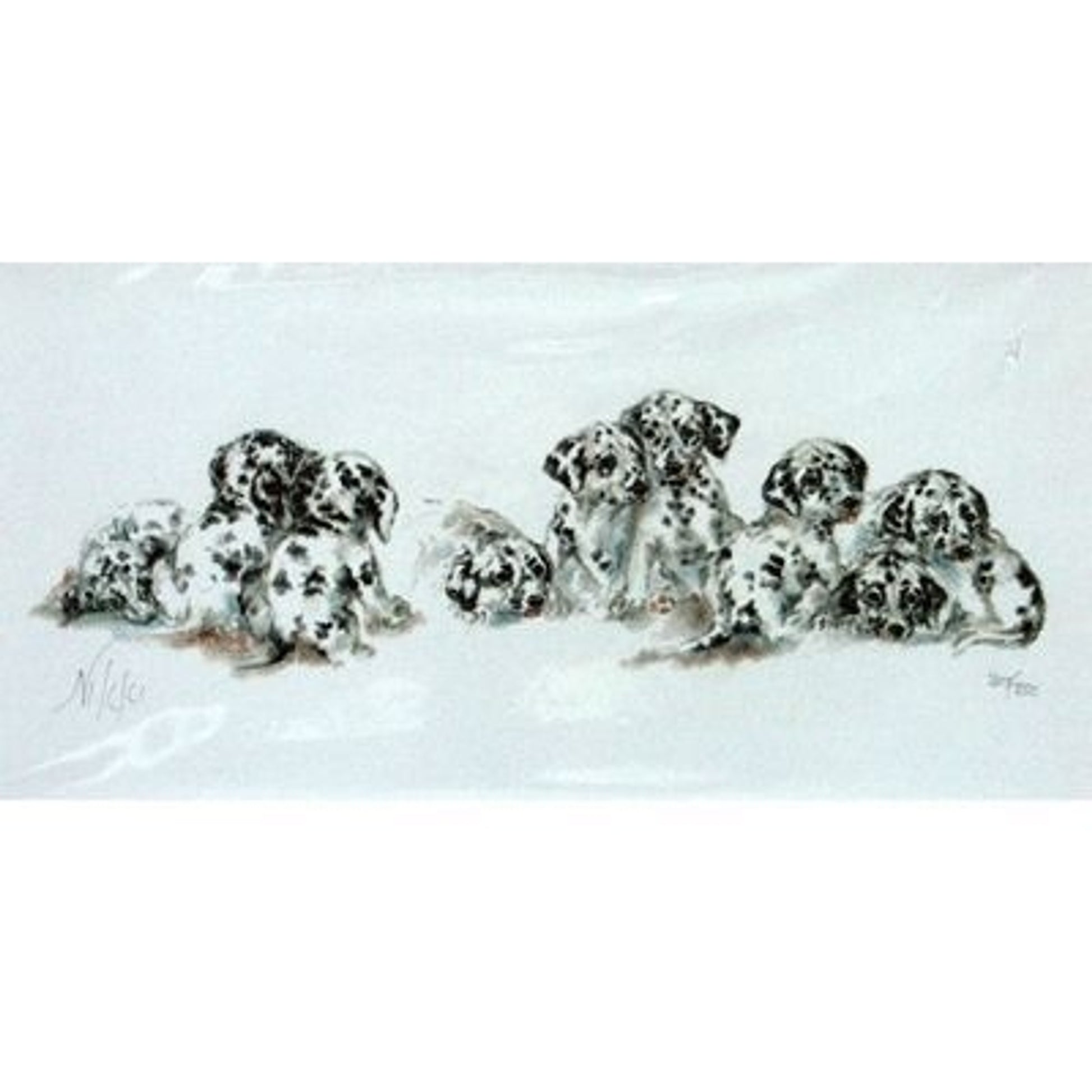 Dalmatian Puppies By Nikki Matted 16 x 10