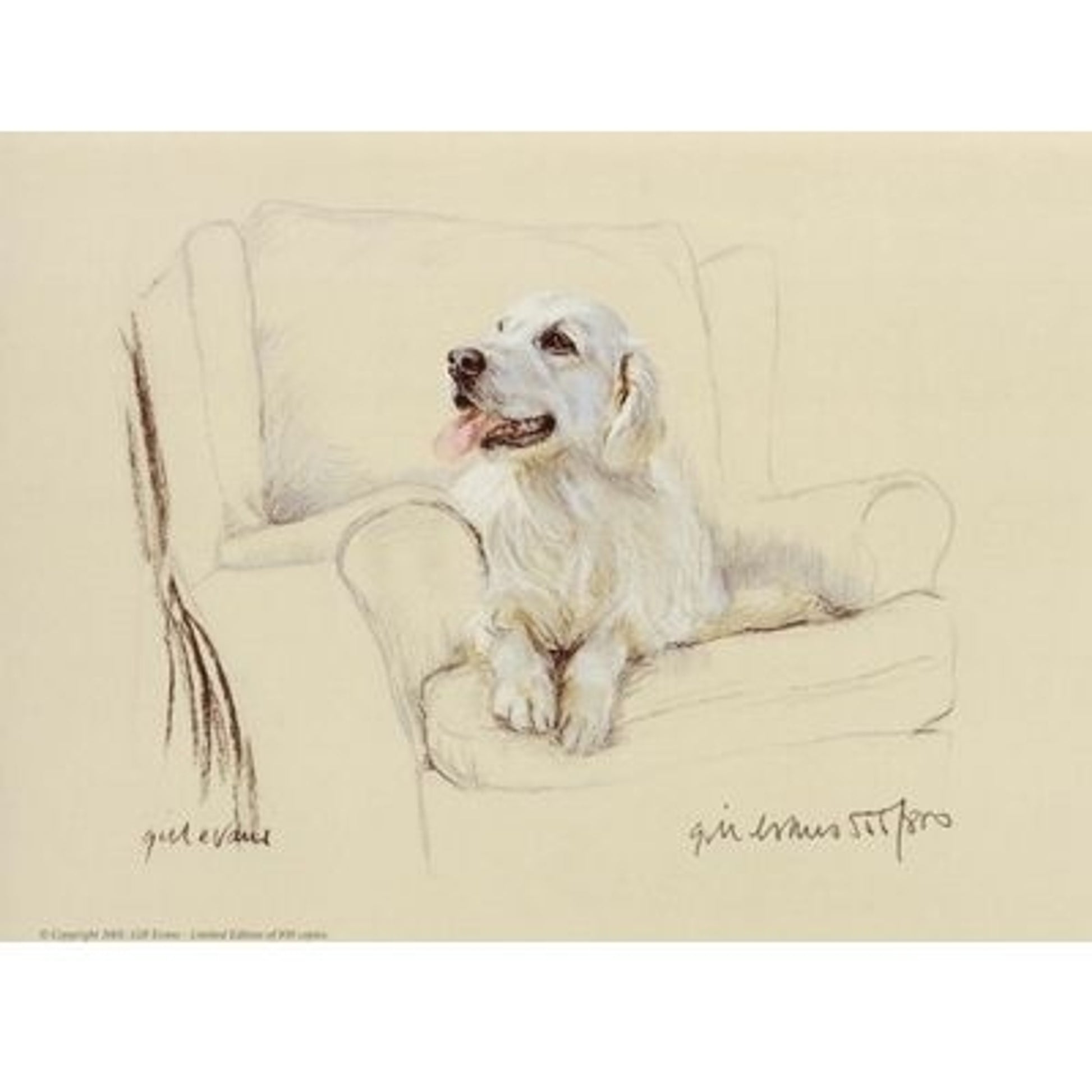 Golden Retriever on Chair 12.75 x 10.75