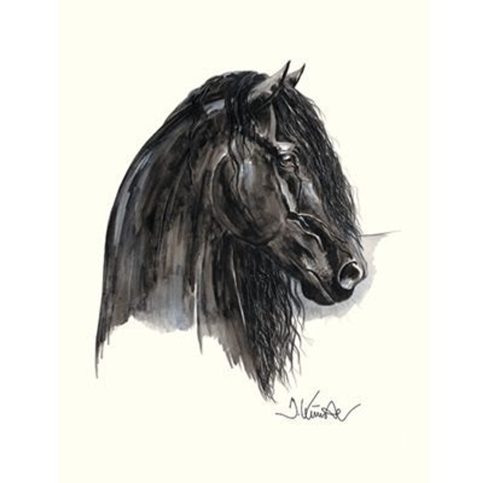 Johnny C Friesian By Jan Kunster 19.75x27.5