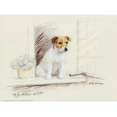 Terrier at the Window By Gill Evans 12.75x10.75