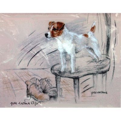Terrier Stand on Chair By Gill Evans 12.75x10.75
