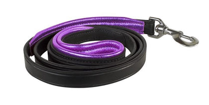 Perris Metallic Padded Leather Dog Leash 5ft Bk/Pi