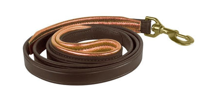 Perris Metallic Padded Leather Dog Leash 5ft Bk/Pi