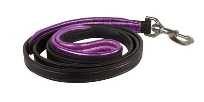 Perris Metallic Padded Leather Dog Leash 5ft Bk/Pi
