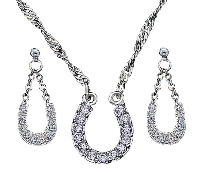 Crystal Clear Lucky Horseshoe Jewelry Set