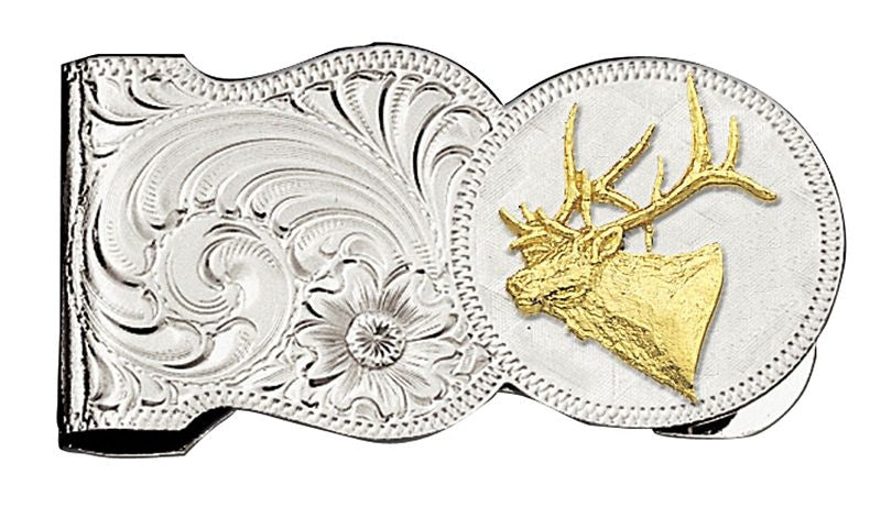 Montana Silversmiths Elk Head Scalloped Money Clip
