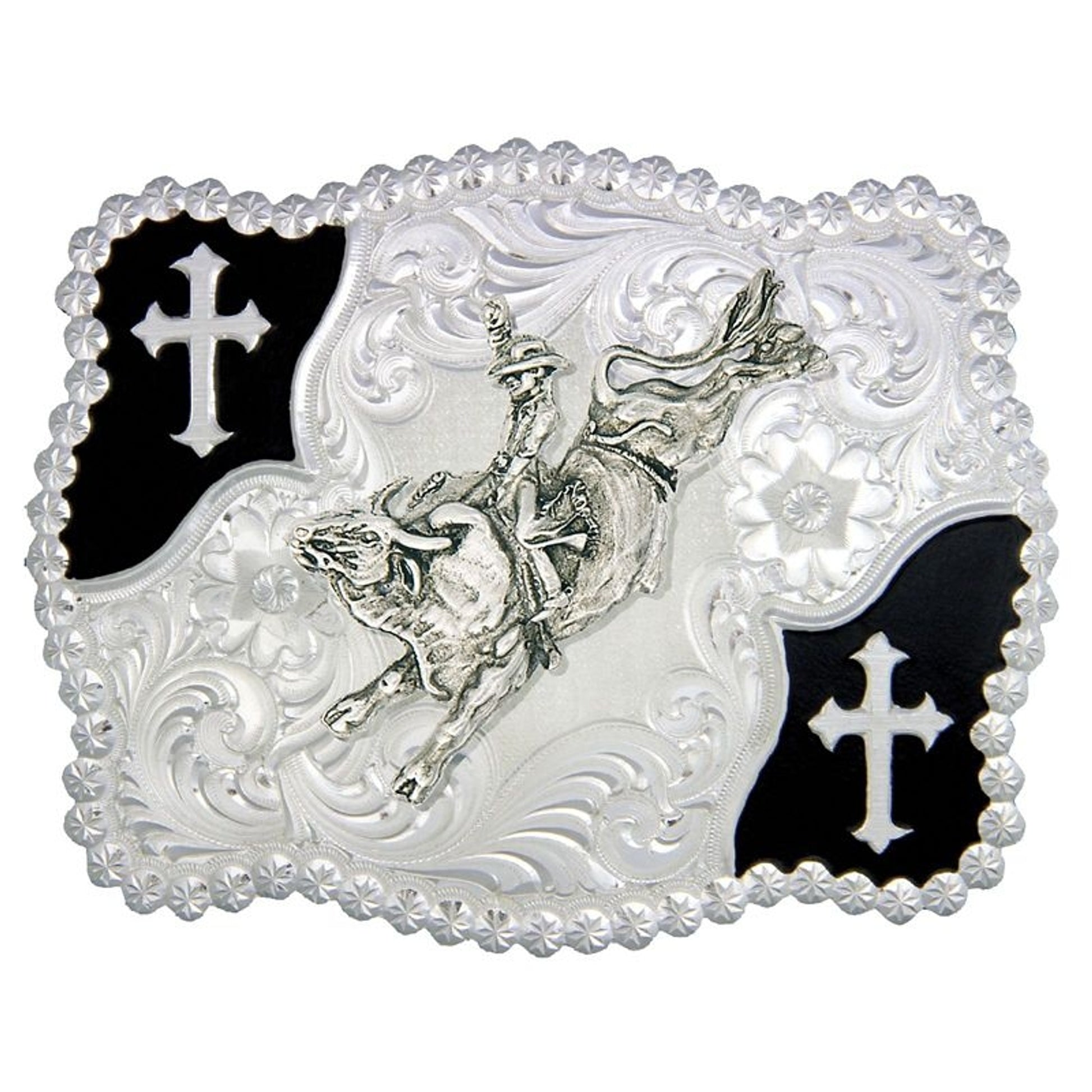 Christian Scallop Shape Belt Buckle/Bullrider Br