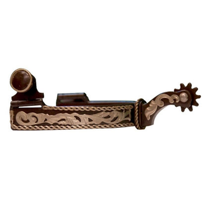 Western Show Spur with Engraved Rope Border