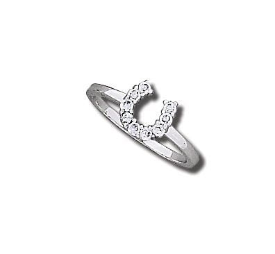 Sparkly Mini Horseshoe Ring 7 Clear