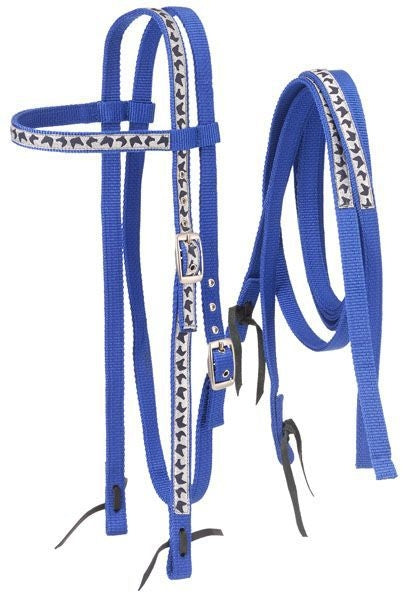 Nylon Brow Headstalls/Rein/Horse Head Overlay Brn
