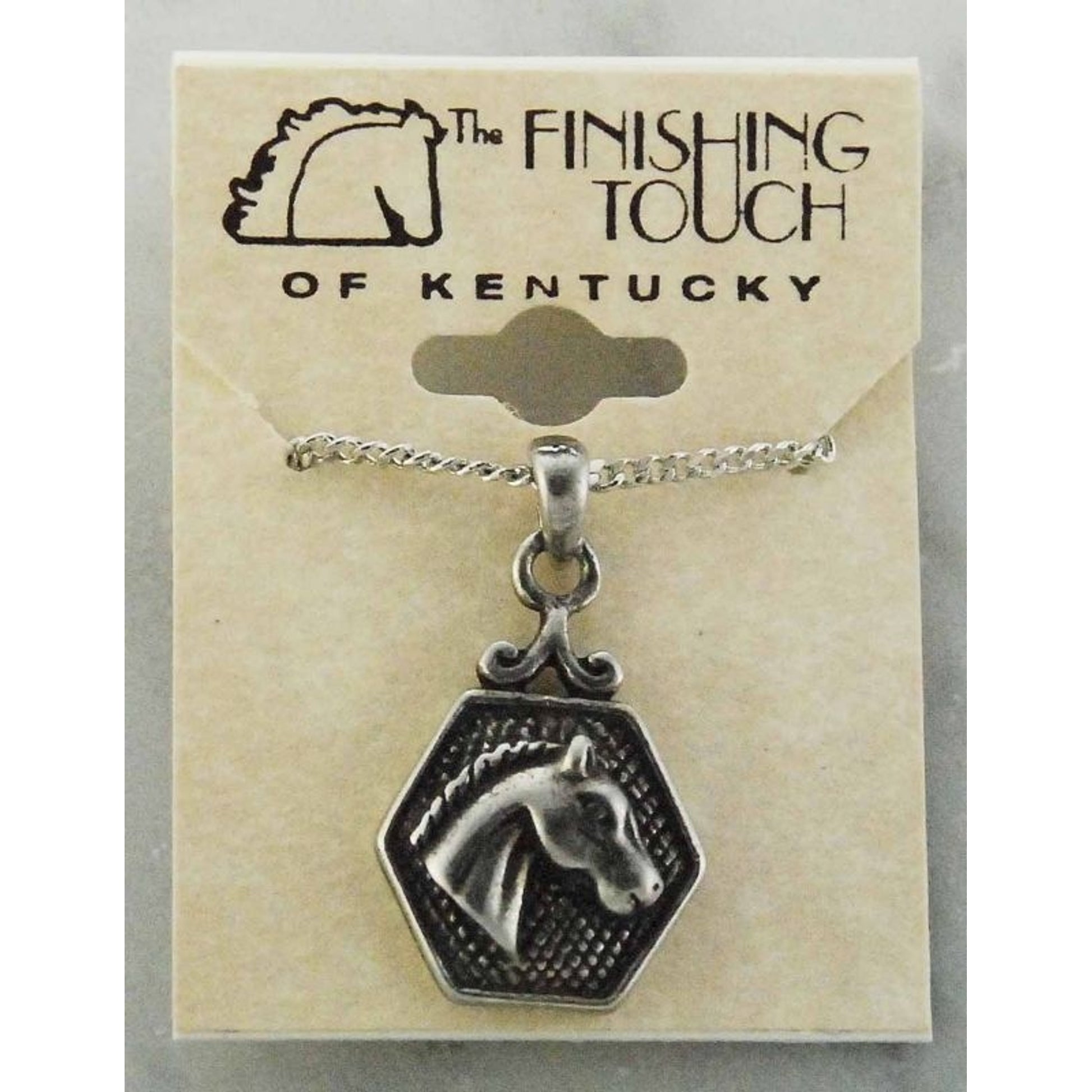 Finishing Touch Horse Head In Hex Necklace Sil