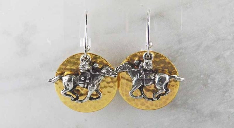 Racer On Round Disc French Wire Earrings Sil