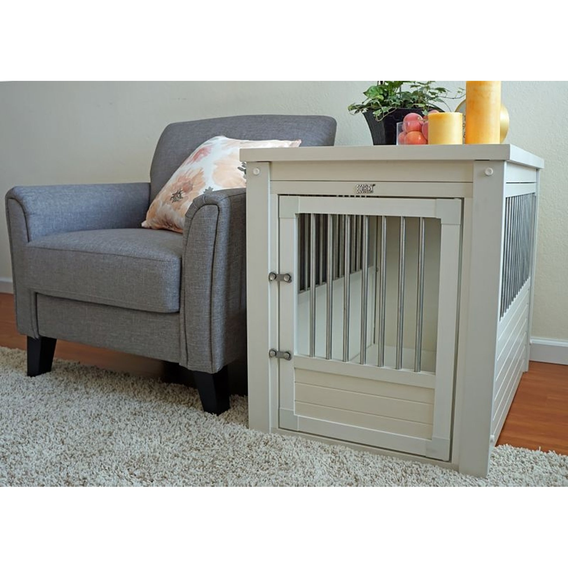 New Age Pet White Dog Crate with Metal Spindles