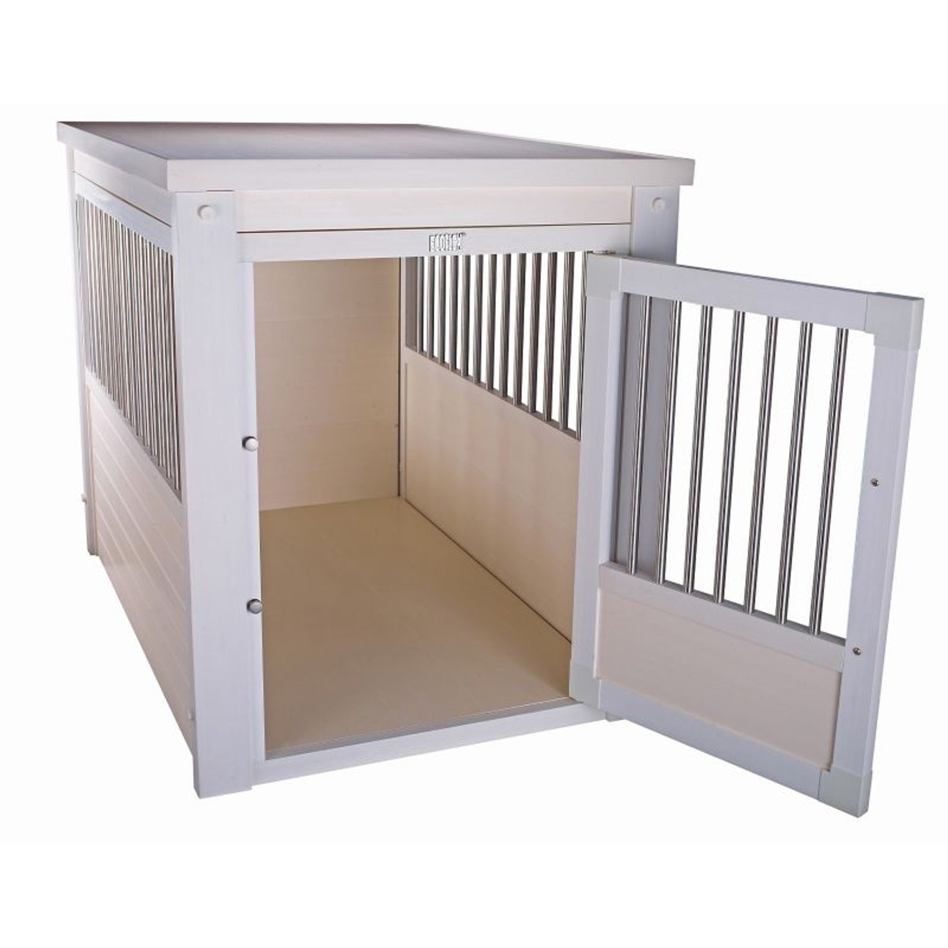 New Age Pet White Dog Crate with Metal Spindles
