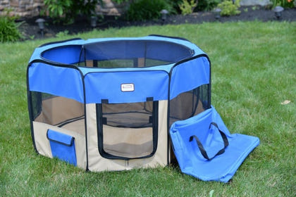 Armarkat Blue/Beige Portable Pet Playpen