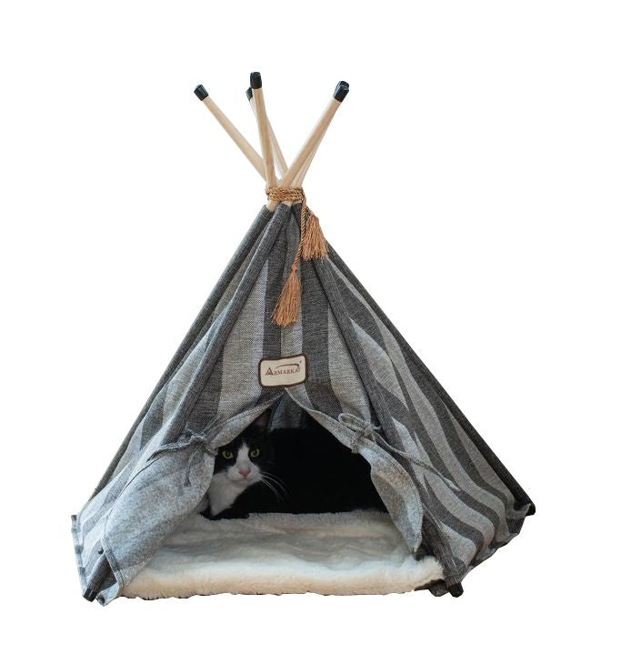 Armarkat Striped Teepee Style Cat Bed