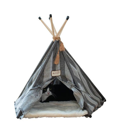 Armarkat Striped Teepee Style Cat Bed