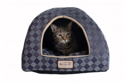 Armarkat Purple/Gray Check Pattern Cat Bed